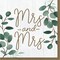 Party Central Club Pack of 192 Green and Ivory "Mrs. and Mrs." Eucalyptus 2-Ply Luncheon Napkins